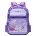 Cute purple girls backpack with butterfly prints and spacious zipper compartments - Deep Purple Butterfly