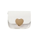 White mini crossbody bag for kids featuring crocodile pattern and golden heart clasp - Beige
