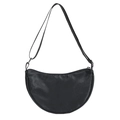Minimalist black semi-circular crossbody bag for kids with adjustable nylon strap - Black