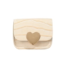 Mini cream faux croc cross-body bag with large gold heart buckle for children - Khaki