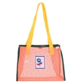 Bolso bandolera infantil de malla naranja con ribete verde y asas amarillas - Naranja