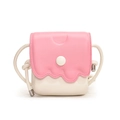 Mini bolso bandolera en rosa y beige con solapa ondulada y botón para niños y niñas - Rosa y Blanco