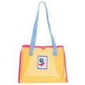 Bolso de playa de malla amarilla para niños con asas en contraste rosa y azul - Amarillo