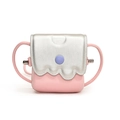 Mini sac bandoulière rose pour enfants avec rabat argenté au design de glace fondue - Argent et Rose