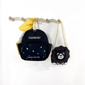 Set zaino nero per bambini con motivo a leone e borsa a tracolla rotonda coordinata - Nero