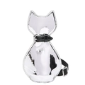 Detail of silver cat-shaped mini crossbody bag with glossy finish and black strap - Silver