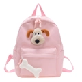 Mochila rosa infantil con cabeza de perro de peluche y colgante en forma de hueso - Rosa