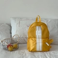 Mochila escolar amarilla vibrante con rayas blancas dobles y gran capacidad para niños - Amarillo
