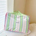 Bolsa de almacenamiento a rayas para niños con asa rosa y parche Hello baby - Verde