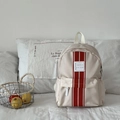 Kids backpack in cream canvas with red vertical stripes and large capacity storage - Off White
