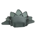 Cute green dinosaur-shaped crossbody shoulder bag with cartoon stegosaurus spikes and PU leather - Green