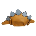 Cute mustard yellow dinosaur crossbody bag with blue scales and adjustable shoulder strap - Yellow