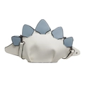 Cartoon dinosaur crossbody bag in white and blue leather with 3D dorsal fins - White