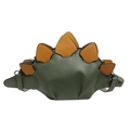 Creative army green dinosaur crossbody bag with orange spines and adjustable strap - Green & Yellow