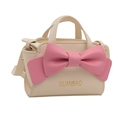 Chique beige mini-handtas voor meisjes met roze 3D-strik en verstelbare riem - Wit