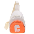 White and orange crossbody chest bag for kids featuring a bold letter C and Douding logo - Orange