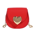 Rode crossbodytas voor kinderen met gouden ketting en grote hartvormige gesp - Rood