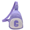 Kids trendy lavender purple and white crossbody chest bag with adjustable strap - Purple