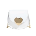 Witte hartvormige mini crossbodytas voor kinderen met gouden ketting en gesp - Broken Wit