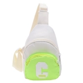 Kids sporty white crossbody chest bag with neon green pocket and letter C embroidery - Green