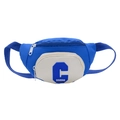 Blue and beige color-block kids chest bag with letter C and adjustable strap - Blue