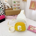 Kids' trendy chest bag in cream and yellow nylon with embroidered letter C patch - Yellow