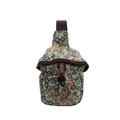Umhängetasche aus Blumentapisserie mit cremefarbener Basis und Vintage-Mustern - Blau