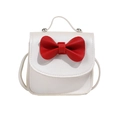 Mini bolso bandolera blanco perla para niños con un lazo rojo decorativo grande - Blanco Roto