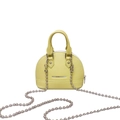Mini bolso bandolera amarillo en forma de concha con cadena de cuentas plateadas y cuero - Verde Fruta