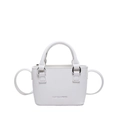 Mini bolso blanco minimalista en cuero granulado con acabados metálicos plateados - Blanco