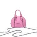 Mini bolso de hombro rosa con diseño de concha en cuero lichi y correa de cadena - Rosa Rojo