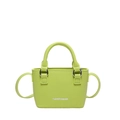 Mini bolso bandolera verde lima con asas y texto de moda en textura de cuero granulado - Verde