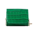 Green croc-effect mini chain bag for kids in glossy PU leather finish - Green