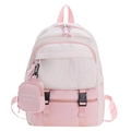 Mochila infantil grande en rosa y beige con pequeño estuche colgante a juego incluido - Rosa