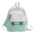 Mochila infantil de gran capacidad con diseño bicolor en blanco crema y verde menta - Verde