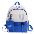 Mochila escolar azul y blanca con logo UP y monedero lateral para niños - Azul