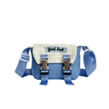 Sac bandoulière enfant bleu et beige avec broderie Good Luck et boucles en métal - Bleu