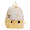 Cream and yellow school backpack with 'UP' print and a small detachable pouch - Yellow