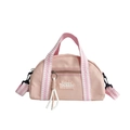 Pink oxford fabric Boston style crossbody bag for kids with checkered handles - Pink