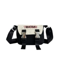 Sac bandoulière enfant noir et blanc avec broderie Good Luck et boucles métal - Noir