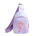 Cute lavender mini canvas chest bag with mermaid print and adjustable shoulder strap - Purple Mermaid