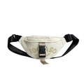 Minimalist canvas waist bag for kids featuring a stylish TOGOASO letter embroidery - White