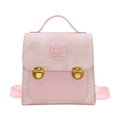 Mochila rosa infantil de osito con paneles en contraste y hebillas de metal dorado - Rosa