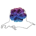 Mini floral hard shell chain bag with iridescent purple and blue gradient finish - Iridescent