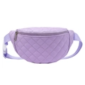 Quilted lavender PU leather chest bag for women with adjustable purple nylon strap - Purple
