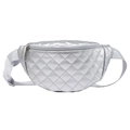 Chic silver metallic PU chest bag with diamond quilting and gray adjustable strap - Silver