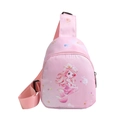 Pink mini canvas chest bag for kids with mermaid print and adjustable shoulder strap - Pink Mermaid