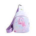Mini lavender canvas mermaid chest bag for kids with adjustable strap and ocean motifs - Purple Crown Mermaid
