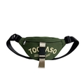 Green canvas kids waist bag with TOG ASO embroidery and black adjustable strap - Army Green