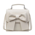 Mini mochila para mujer en blanco crema con lazo grande y asa superior - Blanco Roto